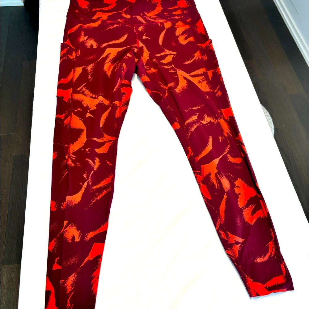Lululemon Red and Orange Patterned Leggings